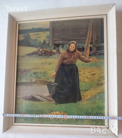 Картина 1892, репродукция (1950-1960) на Аугуст Ейебаке - Норвегия, снимка 2 - Картини - 48651634