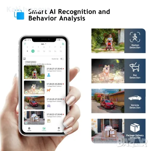 Соларна 3MP охранителна камера с батерия Techage CQ1S Alexa, снимка 2 - IP камери - 47340611
