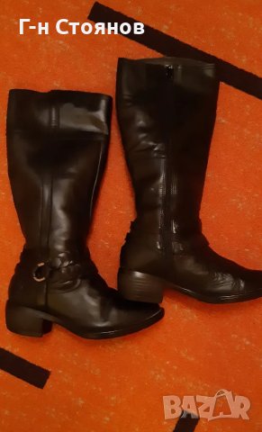 Продавам дамски кожени ботуши с подплата и цип, снимка 2 - Дамски ботуши - 48080174