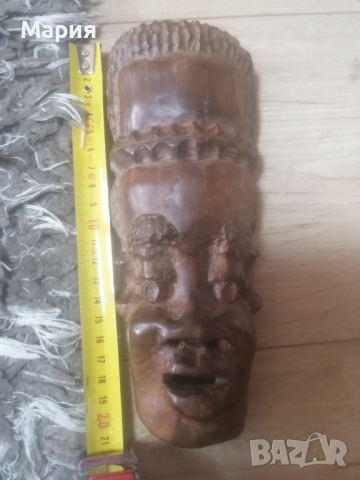 Дървена Африканска маска 20 см , снимка 7 - Други - 44681700