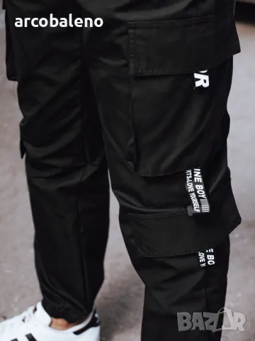 Мъжки черен карго панталон, снимка 5 - Панталони - 47384171