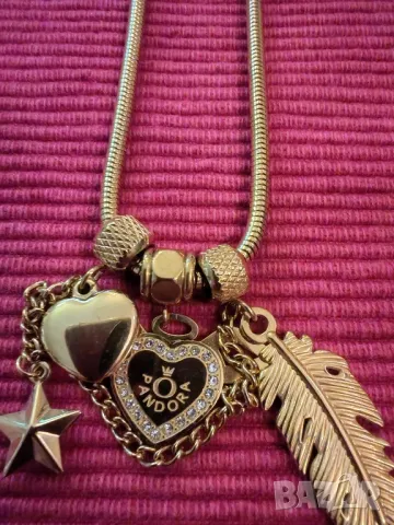 Позлатен комплект колие, гердан, огърлица с гривна Pandora. , снимка 5 - Гривни - 49435887