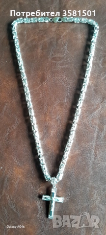 159/Сребърен Синджир Кралска Плетка със Кръст-105грама.🇧🇬, снимка 2 - Колиета, медальони, синджири - 52297015