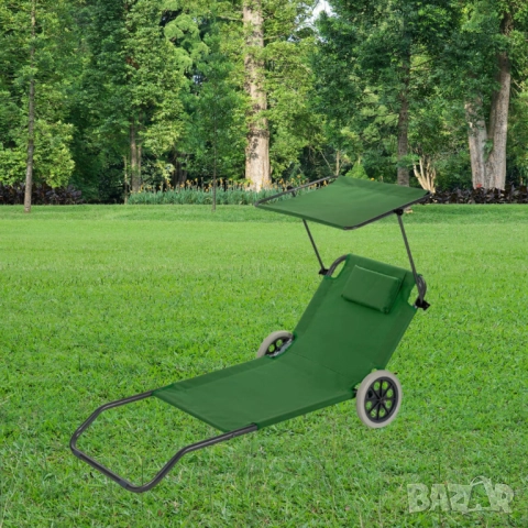 Сгъваем шезлонг с колела, Muhler, 147x52xH24 cm