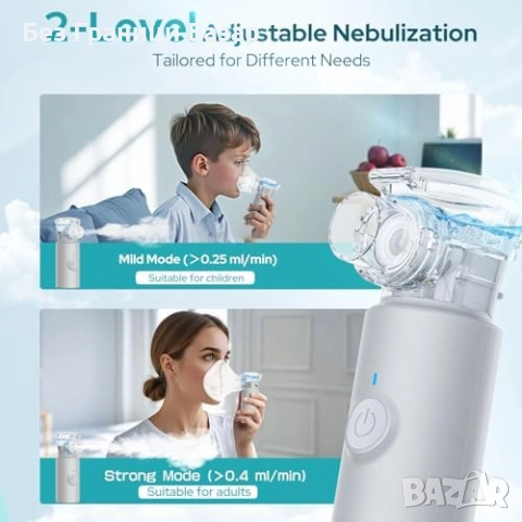 Нов Тих Портативен инхалатор за възрастни и деца 1–5 μm Финa мъгла, снимка 3 - Други - 52477178