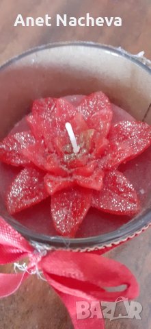 СВЕЩ в стъклен свещник , червена , снимка 3 - Други - 41393347