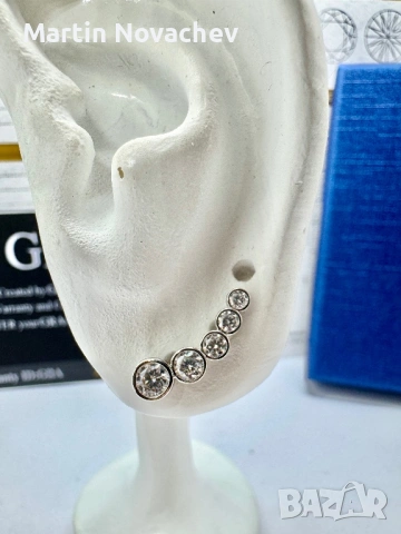 Сребърни обеци с мойсанит (Диамант) , снимка 6 - Обеци - 53820735