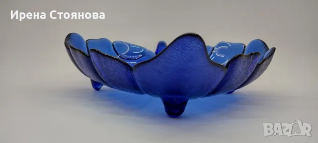 Голяма, стъклена фруктиера във формата на листо с крачета. , снимка 2 - Декорация за дома - 49324859