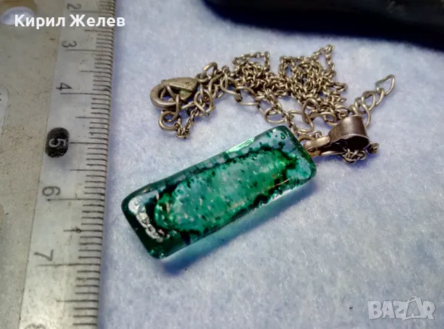 АРТ МЕДАЛЬОН ВЕНЕЦИАНСКО СТЪКЛО МУРАНО с СРЕБРО 925 и СРЕБЪРНА ВЕРИЖКА с ПОСРЕБРЕНА ЗАКОПЧАЛКА 49784, снимка 6 - Колиета, медальони, синджири - 50416501