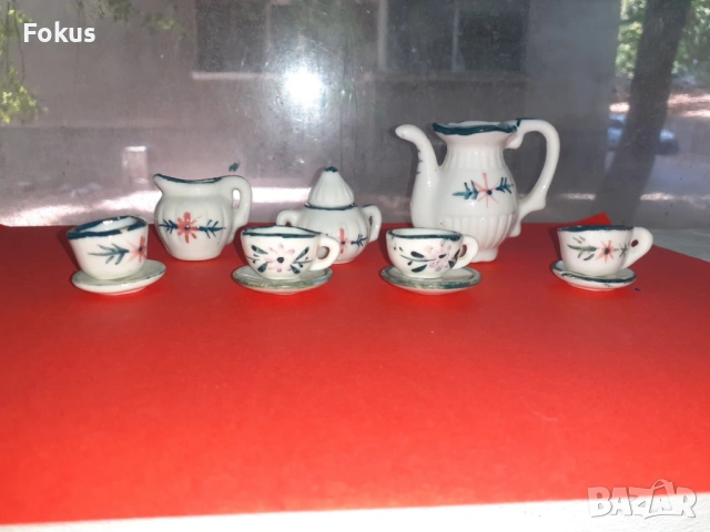 Разкошен порцеланов сервиз миниатюри - порцелан миниатюра, снимка 2 - Антикварни и старинни предмети - 53422540