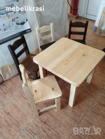 Малка квадратна масичка от дърво за дома или за детски център, снимка 2 - Маси - 49547097