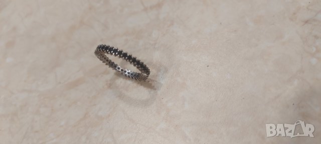 Нежен сребърен пръстен с черни камъчета , снимка 5 - Пръстени - 38775046