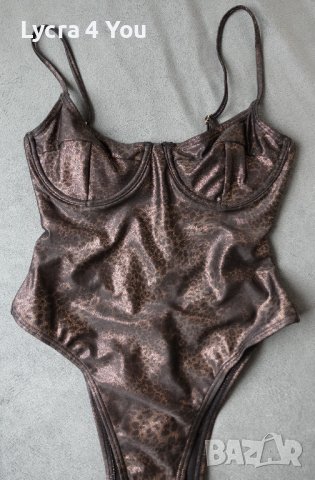 XS (70A) цялостен бански в тъмна леопардова окраска, снимка 14 - Бански костюми - 41603873