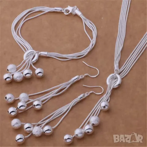 Сребърен комплект колие и гривна, снимка 4 - Бижутерийни комплекти - 48550562