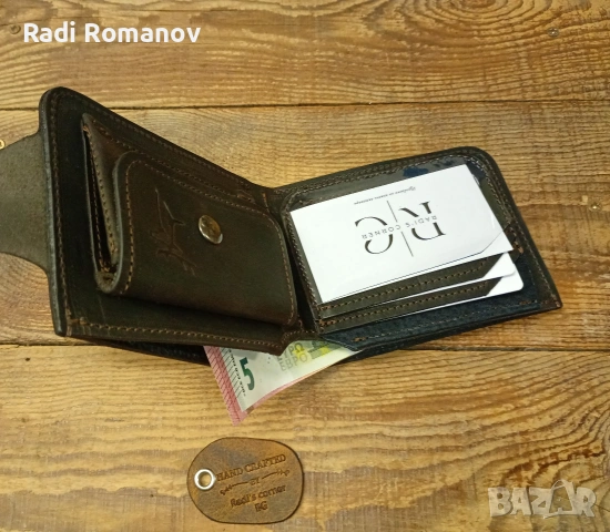 Ръчно изработен мъжки кожен портфейл, ловен аксесоар, , снимка 3 - Портфейли, портмонета - 53287565