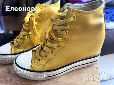 жълти кецове с вградена платформа, снимка 2 - Кецове - 49862124