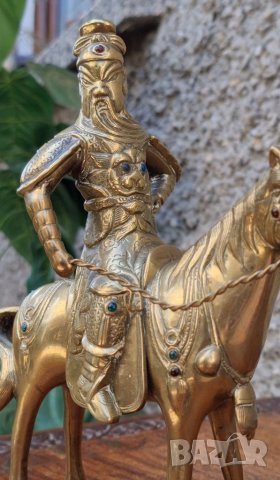 Винтидж Бронзова Статуя на Китайски Воин на Кон (1950-1960г), снимка 6 - Статуетки - 39916282