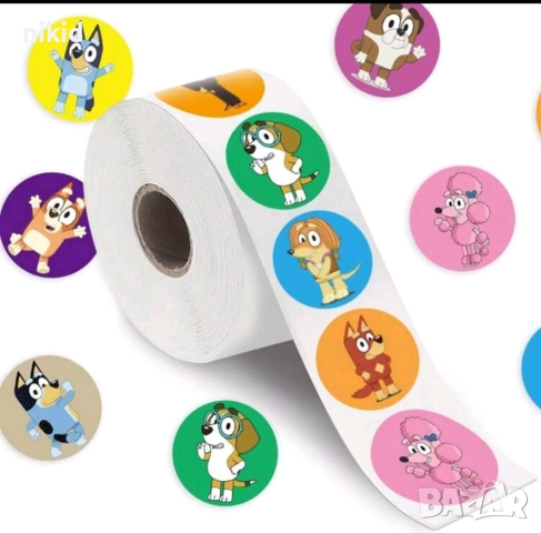 100 бр Блуи и Бинго Bluey Bingo малки самозалепващи лепенки стикери за ръчна изработка за подарък, снимка 6 - Други - 44737350
