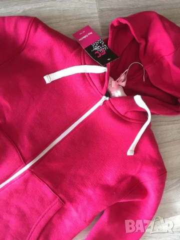 Разпродажба! Дамски розов суичър с качулка анорак с цип размер M, снимка 3 - Суичъри - 50760187