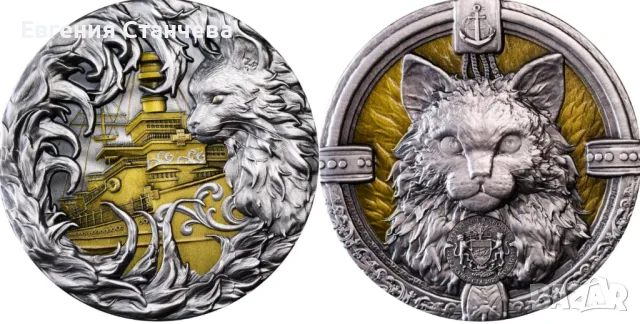 инвестиционна монера сребро сребърна с коте котка