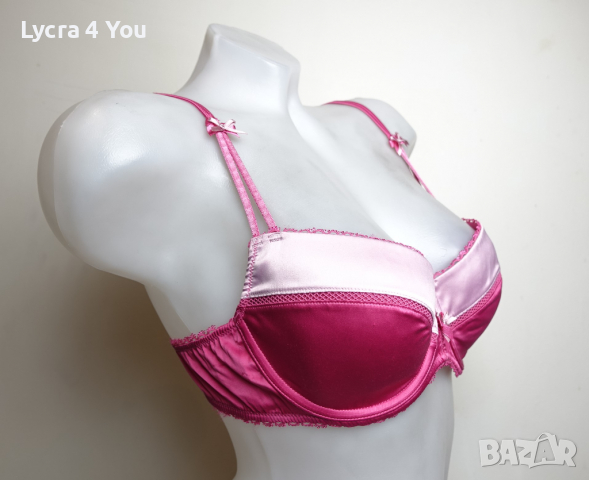 80В размер розов сатенен сутиен с оформени чашки, снимка 5 - Бельо - 36255777