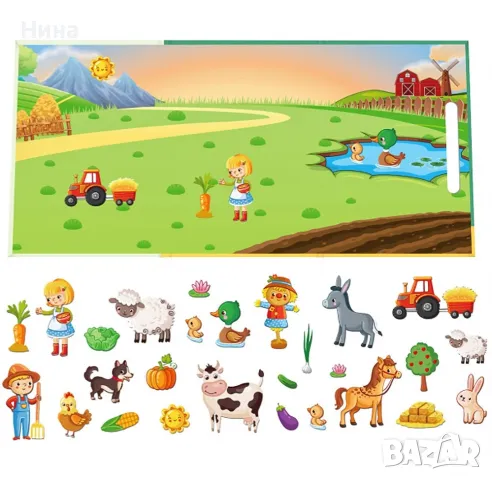 Магнитна книга ФЕРМА 🐑🫏🚜, снимка 3 - Образователни игри - 47891475