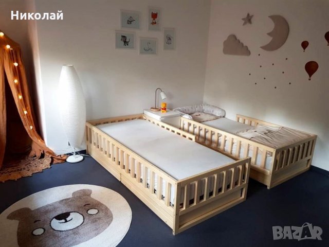 Детско легло Монтесори с решетки прегради МАСИВ, снимка 7 - Мебели за детската стая - 35965593