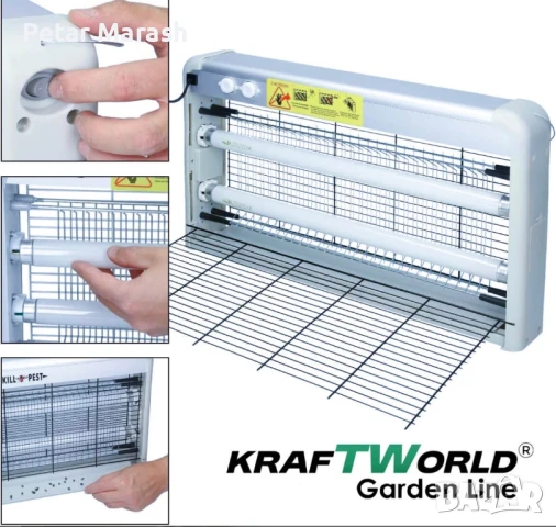 Мощна инсектицидна лампа KraftWorld 40W – Защита до 80 м² – UV лампа против комари и мухи, снимка 6 - Други - 50626760