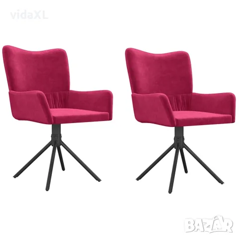 vidaXL Въртящи трапезни столове, 2 бр, виненочервени, кадифе