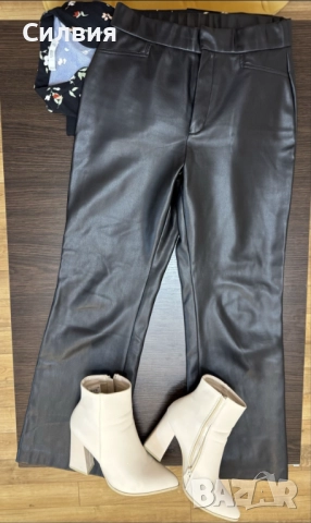 Чисто нов дамски лъскав кожен панталон "Stradivarius" / "Страдивариус", номер 36, размер "S", снимка 7 - Панталони - 52672524