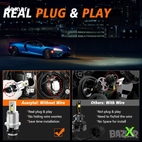 D2S D2R LED крушки за фарове 35W, 6500K чисто бяла светлина, 1 чифт, снимка 5 - Части - 52973383