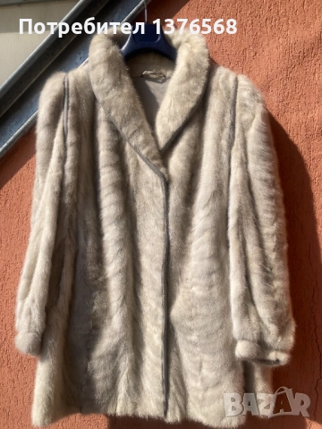 Луксозно кожено палто бяла норка