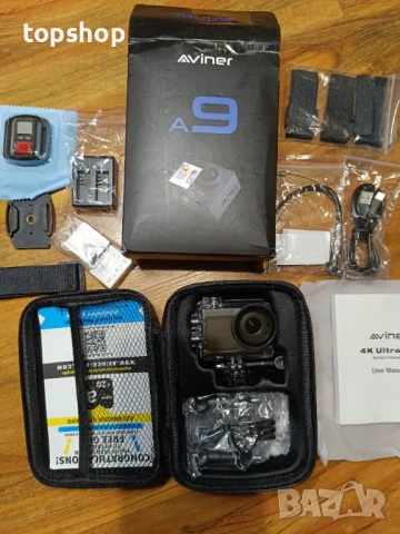 компактна и многофункционална екшън камера Aviner А9 4K, водоусточива 40м. Ultra HD 20 мегапискела.., снимка 5 - Камери - 50494760