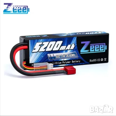 Zeee 2S 5200mAh 7.4V 50C Lipo батерия с T щепсел за RC кола , снимка 3 - Друга електроника - 48302304