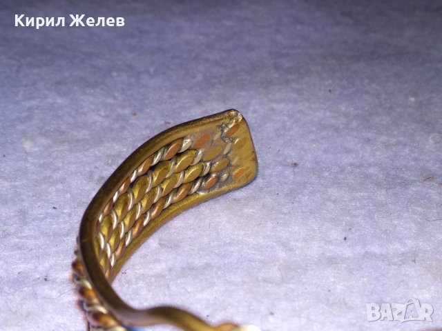 СТАРА АЖУРНА РЕГУЛИРУЕМА МЕДНО - БРОНЗОВА МАЙСТОРСКИ РЪЧНО ИЗРАБОТЕНА ГРИВНА 10388, снимка 12 - Антикварни и старинни предмети - 41281250