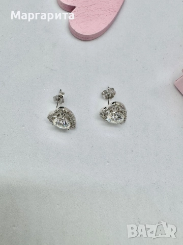 Сребърни обеци с мойсанит (диамант) 1 карат, снимка 3 - Обеци - 51949710