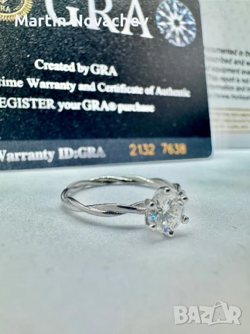 Сребърен пръстен с мойсанит (Диамант) 0.5 карата, снимка 5 - Пръстени - 51370764