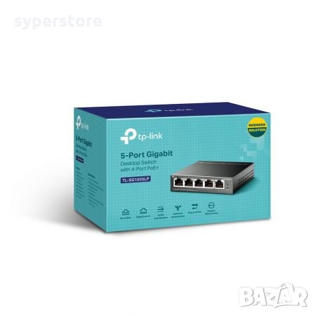 Суич TP-Link TL-SG1005LP 5-портов 10/100/1000 Mbps RJ45 Gigabit комутатор, снимка 2 - Суичове - 34599442