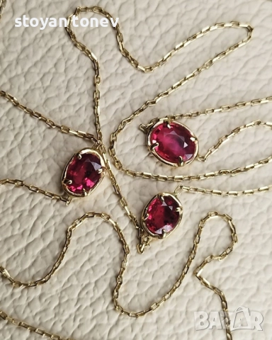 Златна верижка/гривна с естествени рубини! Уникат с многолика визия! Нов!, снимка 13 - Колиета, медальони, синджири - 48198235