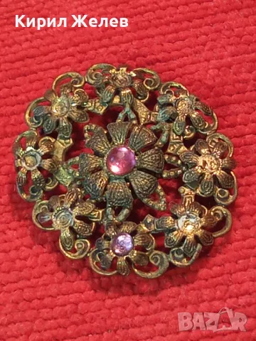 СТАРИННА ФЛОРАЛНА АЖУРНА БРОНЗОВА АР НУВО БРОШКА с АМЕТИСТ и НУЖДА от ЛЕКА РЕСТАВРАЦИЯ 39818, снимка 10 - Антикварни и старинни предмети - 48733953