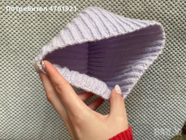 Лилава плетена шапка, снимка 4 - Шапки - 53136533