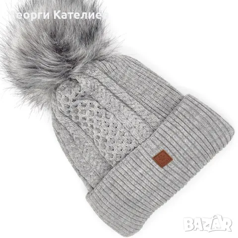 Дамски зимен комплект шал с цвете шапка и ръкавици-Коледен подарък, снимка 3 - Подаръци за жени - 48175574