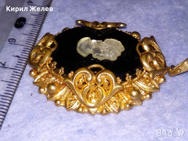 СТАРИННА ПОЗЛАТЕНА БРОНЗОВА КАМЕЯ ВИКТОРИАНСКИ СТИЛ ЮВЕЛИРНА РЪЧНА ИЗРАБОТКА РЕТРО БИЖУ 36462, снимка 3 - Антикварни и старинни предмети - 39944929
