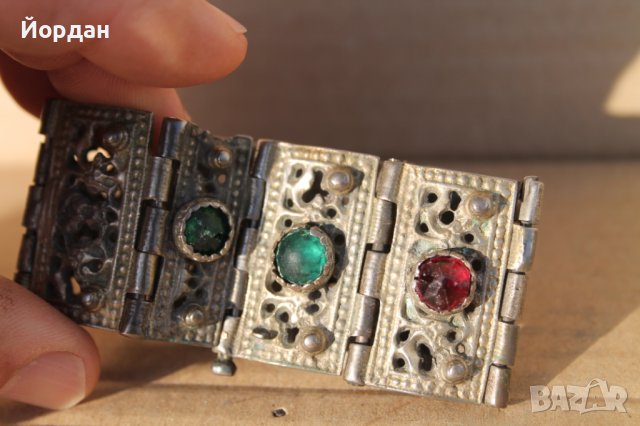 Сребърна възрожденска гривна, снимка 4 - Антикварни и старинни предмети - 44497388