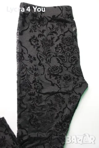 Черен тюлен клин с флорална релефна окраска L/XL, снимка 7 - Клинове - 56135268