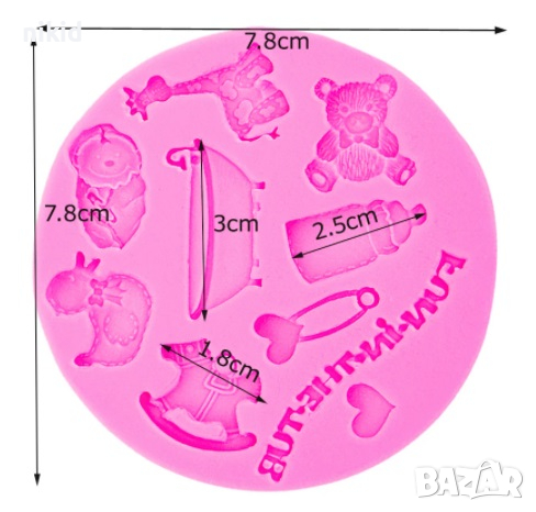 забавления във баня бебешки силиконов молд форма украса мъфини фондан торта и др, снимка 2 - Форми - 16994567