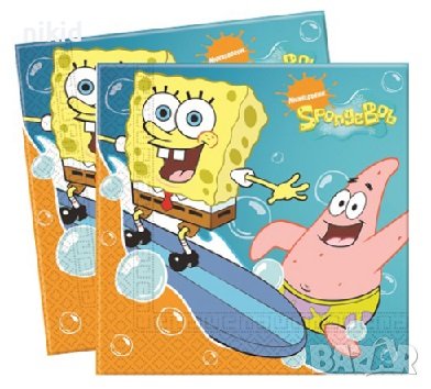 Спондж боб Sponge Bob Спонджбоб SpongeBob 10 парти салфетки за рожден ден, снимка 2 - Други - 20645142