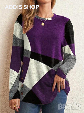 Дамска преходна блуза с геометричен модел, 5цвята , снимка 5 - Блузи с дълъг ръкав и пуловери - 44559855