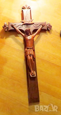 Огромен старинен кръст разпятие на Исус Христос 66 х 35 см - притежавайте това разпятие и нека бог и, снимка 4 - Антикварни и старинни предмети - 39409730