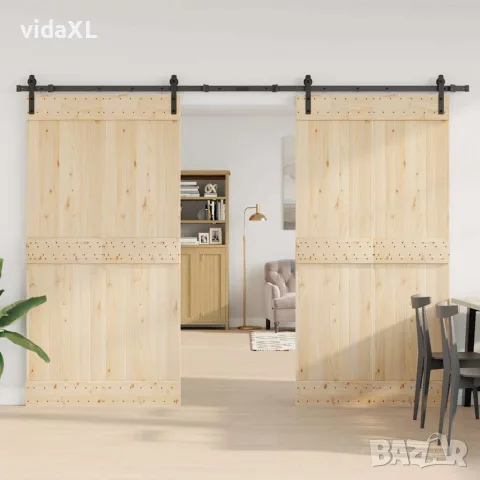 vidaXL Комплект механизъм за плъзгаща врата, 305 см, стомана, черен, снимка 3 - Железария - 56146976